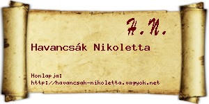 Havancsák Nikoletta névjegykártya